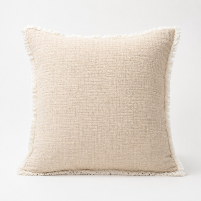 Capa de almofada em algodão reversivel bege/branco