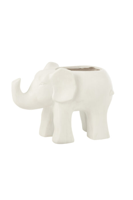 Elefante floreira branco em resina